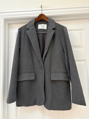 American Eagle Outfitters Charcoal Gray Single-Button Blazer